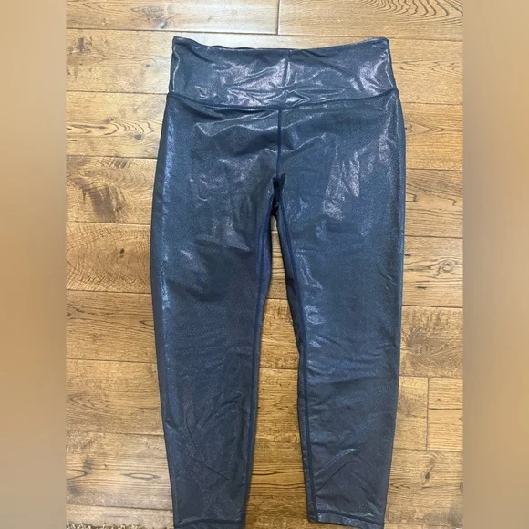 Zyia Shine Blue Twilight Luxe Workout Leggings Size 16 - Picture 2 of 5